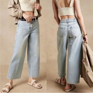 Banana Republic High Rise Wide Leg Jeans in Light Wash Minimalist 26 Petite